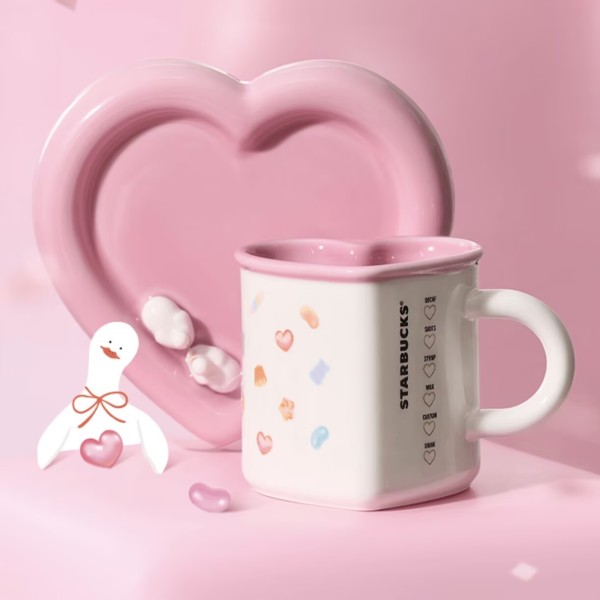 Starbucks 2026 China Valentine's Day Sweet Duck Heart 12oz Mug with Coaster