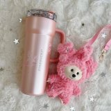 Starbucks 2026 China Star Luck coral Pink 24oz SS Tumbler with Bear toy