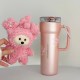 Starbucks 2026 China Star Luck coral Pink 24oz SS Tumbler with Bear toy