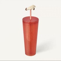 Starbucks 2026 KR Horse Red Grid 24oz Plastic Tumbler