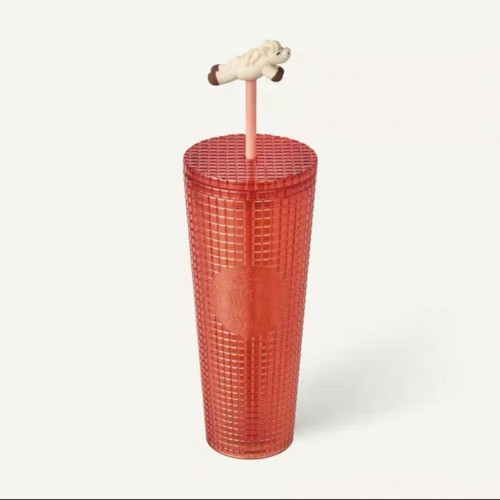 Starbucks 2026 KR Horse Red Grid 24oz Plastic Tumbler
