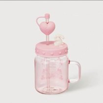 Starbucks 2026 KR Valentine's Day Pink Heart and Rabbit 19oz Glass Cup