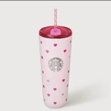 Starbucks 2026 KR Valentine's Day Pink Heart 24oz SS Straw Tumbler