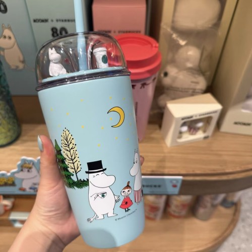Starbucks 2025 TH Moomin Blue 16oz SS Straw Tumbler