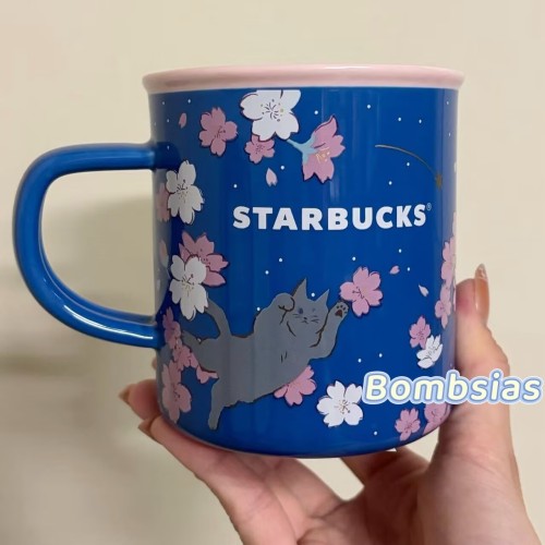 Starbucks 2026 TW Night Sakura Blue Cat 14oz Mug