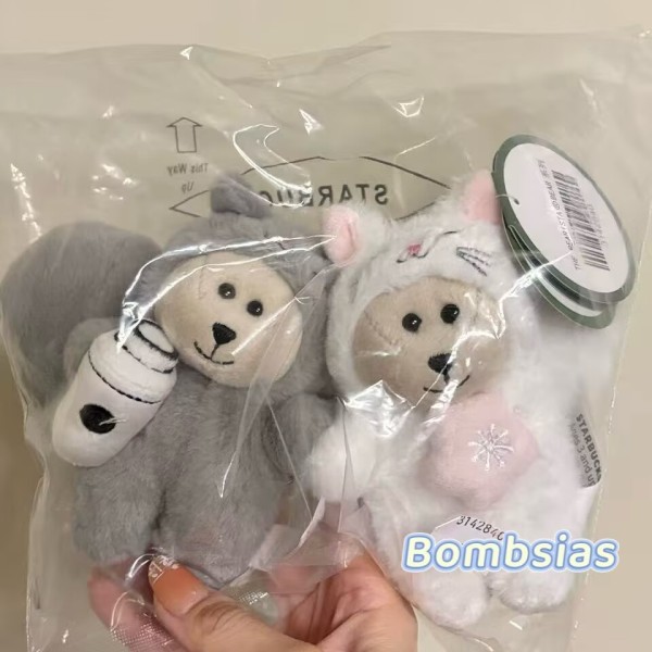 Starbucks 2026 TW Sakura Grey and White Cat Mini Bear toy