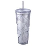 Starbucks 2025 TW Christmas Ribbon Silver 24oz Plastic Tumbler