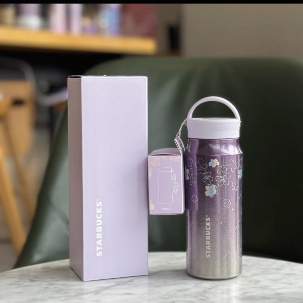 Starbucks 2026 China Twilight Sakura Purple 12oz titanium Tumbler with 2 Lids