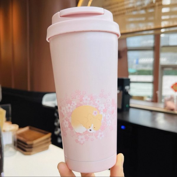 Starbucks 2026 China Pink Sakura Corgi 17oz SS Tumbler 