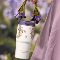 Starbucks 2026 China Purple Flower Handle 20oz SS Tumbler 