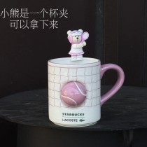 Starbucks x Lacoste 2026 China pink bear tennis 12oz Mug minor flaw