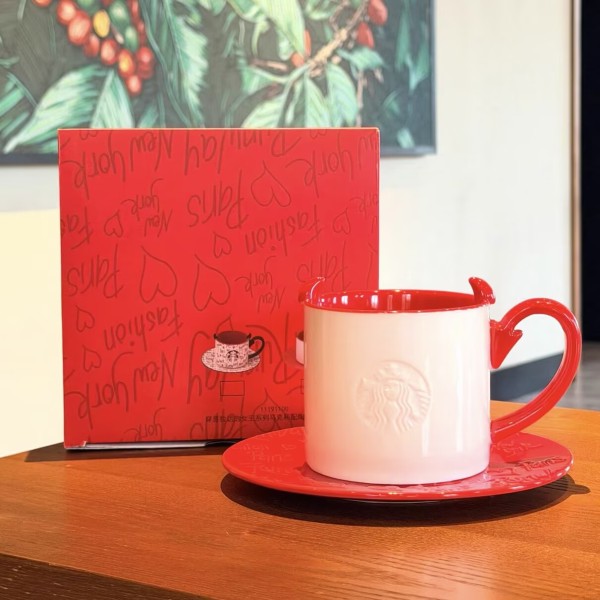 Starbucks x The Devil Wears Prada 2026 China White 12oz Mug with coaster