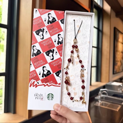 Starbucks x The Devil Wears Prada 2026 China Red Gold Phone Chain 
