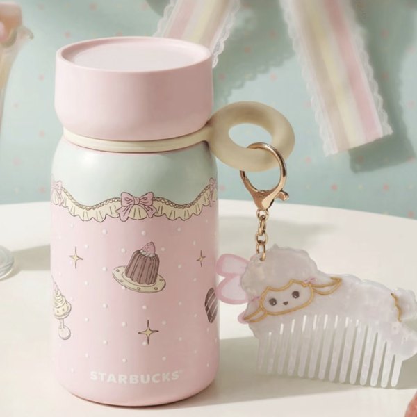 Starbucks 2026 China Summer Dessert Party Pink 10oz SS Tumbler with Keychain