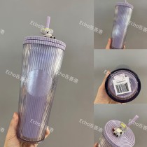 Starbucks 2026 HK Summer Koala Purple Stripe 24oz Plastic Tumbler 