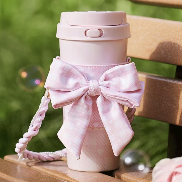 Starbucks 2026 China Pink Siren Logo 17oz SS Tumbler with bow sleeve 