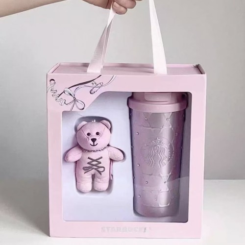 Starbucks 2026 China Ballet pink 19oz ss tumbler with bear and gift box