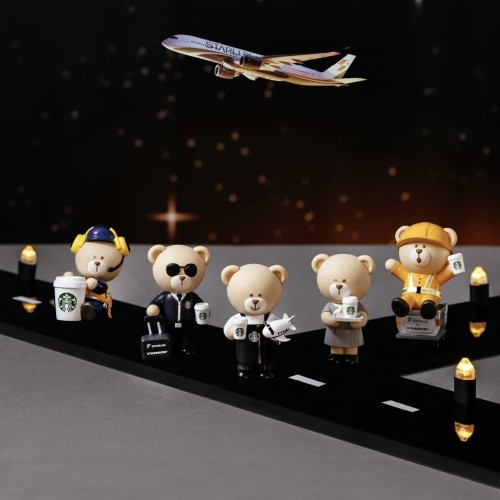 Starbucks 2026 TW flight partner cute bear display toy set of 5 pcs 