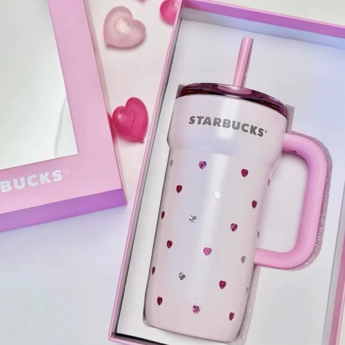 Starbucks 2026 China Pink Heart 23oz ss tumbler with gift box 