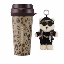 Starbucks 2026 China leopard print 17oz SS Tumbler with bear toy
