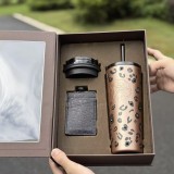 Starbucks 2026 China leopard print 24oz ss straw tumbler with two lids and gift box