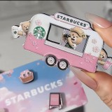 Starbucks 2026 China Bearista Coffee Car Fridge magnet with pin uncovered card 