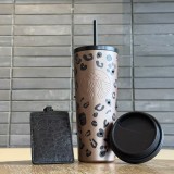 Starbucks 2026 China leopard print 24oz ss straw tumbler with two lids and gift box