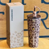 Starbucks 2026 China leopard print 29oz ss straw tumbler with random topper