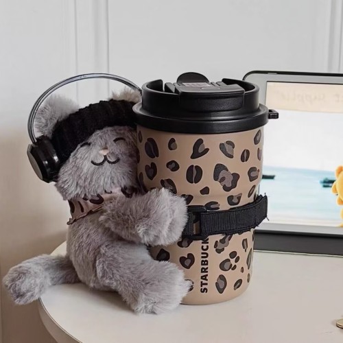 Starbucks 2026 China leopard print 12oz SS Tumbler with cat toy sleeve 