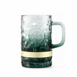 Starbucks 2026 China Summer Dark Green metal ring 14oz Glass Cup 