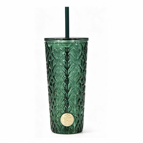Starbucks 2026 China Summer Dark Green Siren Logo 20oz Glass Straw Cup 