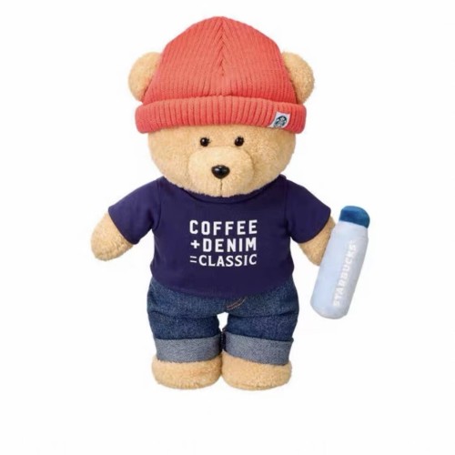 Starbucks 2026 KR Summer denim blue red cap bear toy 
