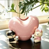 Starbucks 2026 China Pink Heart Cute Bear vase display toy minor flaw
