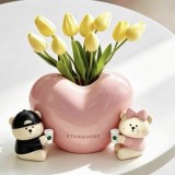 Starbucks 2026 China Pink Heart Cute Bear vase display toy minor flaw