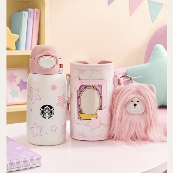 Starbucks 2026 China back to school pink 22oz ss tumbler with bear toy 