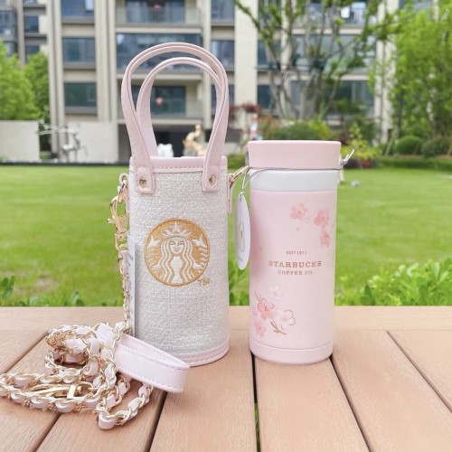 Starbucks China thermos pink sakura 7oz ss tumbler with sleeve (no box)