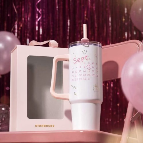 Starbucks 2026 China Happy Birthday White 31oz ss straw tumbler with gift box 