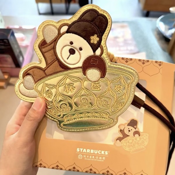 Starbucks 2026 China museum gold bowl cute bear card holder 