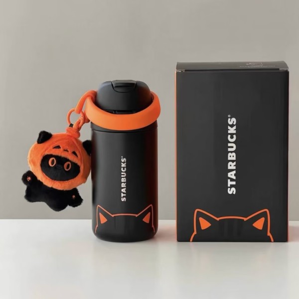 Starbucks 2026 China Halloween Black cat 15oz ss tumbler with bear keychain