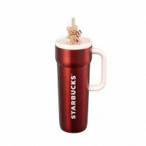 Starbucks 2026 KR Christmas Red 24oz ss tumbler with bear topper 