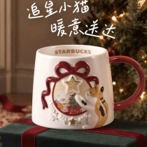 Starbucks 2026 China Winter Party Cat chase star 12oz mug 