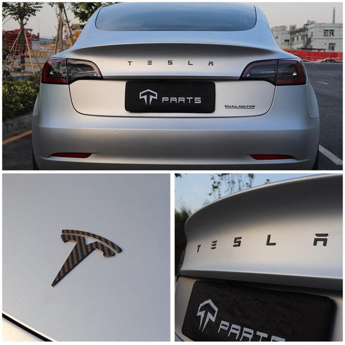 Letter Logo Sticker Carbon Fiber Tail Label For Tesla Model3/Y