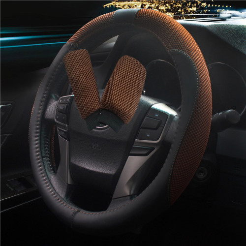 3Pcs Steering Wheel Leather Cover Funda Volante Coche Car Accessories Sun Protection Handle Steering Wheel