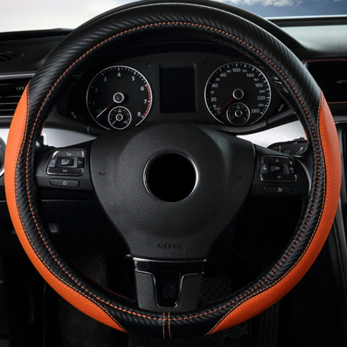 Car Interior Review Car Steering Wheel Cover Carbon Fiber Leather