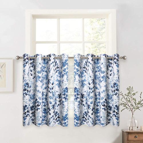 Watercolor Leaves Pattern Printed Tier Curtain(1 Panel)