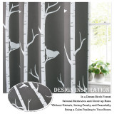 Energy Saving Forest Birds Botanical Pattern Printed Blackout Curtain (1 Panel)
