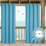 Windproof Outdoor Curtains with Top & Bottom Grommets for Porch, Patio Door(1 Panel)