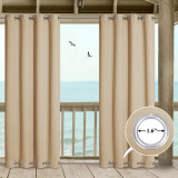 Outdoor Curtain Drape with Double Grommets on Top and Bottom for Extra Wide Outdoor Patio (1 Panel)