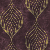 Gold Wave Lines Peacock Tail Pattern Printed Velvet Curtain (1 Panel)