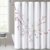 Floral Pattern Printed White Shower Curtain